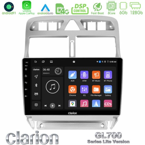 Clarion GL700 Lite Series 8Core Android11 6+128GB Peugeot 307 2002-2008 Navigation Multimedia Tablet 9" Με Carplay & Android Auto Clarion GL700 Lite Series 8Core Android11 6+128GB Peugeot 307 2002-2008 Navigation Multimedia Tablet 9" Με Carplay & Android Auto
