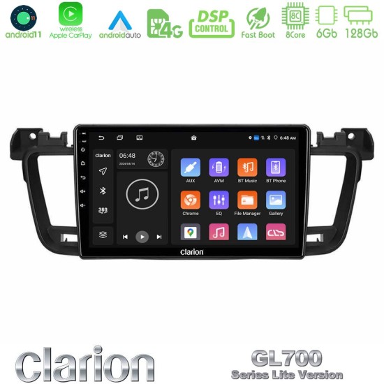 Clarion GL700 Lite Series 8Core Android11 6+128GB Peugeot 508 2010-2018 Navigation Multimedia Tablet 9" Με Carplay & Android Auto Clarion GL700 Lite Series 8Core Android11 6+128GB Peugeot 508 2010-2018 Navigation Multimedia Tablet 9" Με Carplay & Android Auto