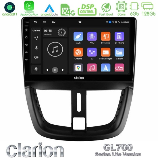 Clarion GL700 Lite Series 8Core Android11 6+128GB Peugeot 207 Navigation Multimedia Tablet 9" Με Carplay & Android Auto Clarion GL700 Lite Series 8Core Android11 6+128GB Peugeot 207 Navigation Multimedia Tablet 9" Με Carplay & Android Auto