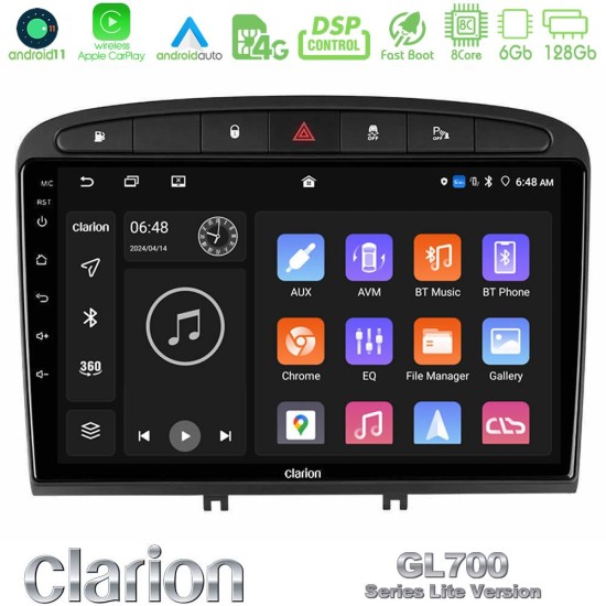 Clarion GL700 Lite Series 8Core Android11 6+128GB Peugeot 308/RCZ Navigation Multimedia Tablet 9" Με Carplay & Android Auto Clarion GL700 Lite Series 8Core Android11 6+128GB Peugeot 308/RCZ Navigation Multimedia Tablet 9" Με Carplay & Android Auto
