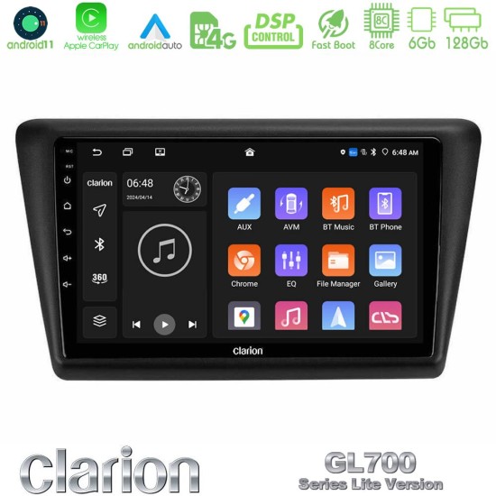 Clarion GL700 Lite Series 8Core Android11 6+128GB Skoda Rapid 2013-2017 Navigation Multimedia Tablet 9" Με Carplay & Android Auto