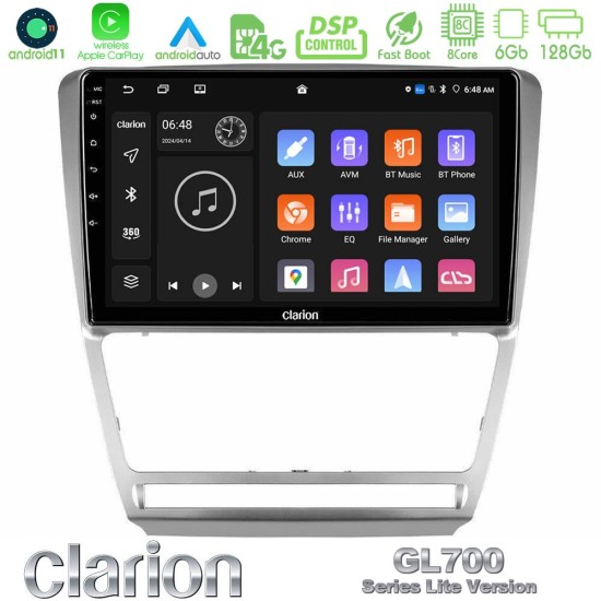 Clarion GL700 Lite Series 8Core Android11 6+128GB Skoda Octavia 5 Navigation Multimedia Tablet 10" Με Carplay & Android Auto