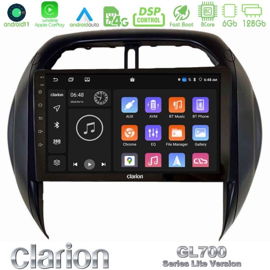Clarion GL700 Lite Series 8Core Android11 6+128GB Toyota RAV4 2001-2005 (Auto A/C) Navigation Multimedia Tablet 9" Με Carplay & Android Auto