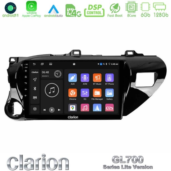 Clarion GL700 Lite Series 8Core Android11 6+128GB Toyota Hilux 2017-2021 Navigation Multimedia Tablet 10" Με Carplay & Android Auto Clarion GL700 Lite Series 8Core Android11 6+128GB Toyota Hilux 2017-2021 Navigation Multimedia Tablet 10" Με Carplay & Android Auto