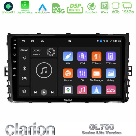 Clarion GL700 Lite Series 8Core Android11 6+128GB VW MQB 2017-> Navigation Multimedia Tablet 9" Με Carplay & Android Auto