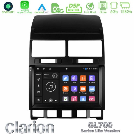 Clarion GL700 Lite Series 8Core Android11 6+128GB VW Touareg 2002 – 2010 Navigation Multimedia Tablet 9" Με Carplay & Android Auto Clarion GL700 Lite Series 8Core Android11 6+128GB VW Touareg 2002 – 2010 Navigation Multimedia Tablet 9" Με Carplay & Android Auto