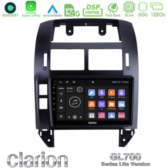 Clarion GL700 Lite Series 8Core Android11 6+128GB VW Polo 2002-2009 Navigation Multimedia Tablet 9" Με Carplay & Android Auto