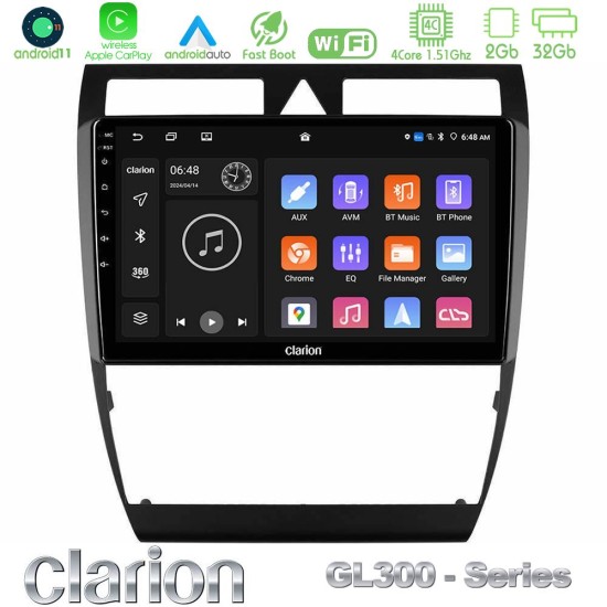 Clarion GL300 Series 4Core Android11 2+32GB Audi A6 (C5) 1997-2004 Navigation Multimedia Tablet 9" Με Carplay & Android Auto Clarion GL300 Series 4Core Android11 2+32GB Audi A6 (C5) 1997-2004 Navigation Multimedia Tablet 9" Με Carplay & Android Auto