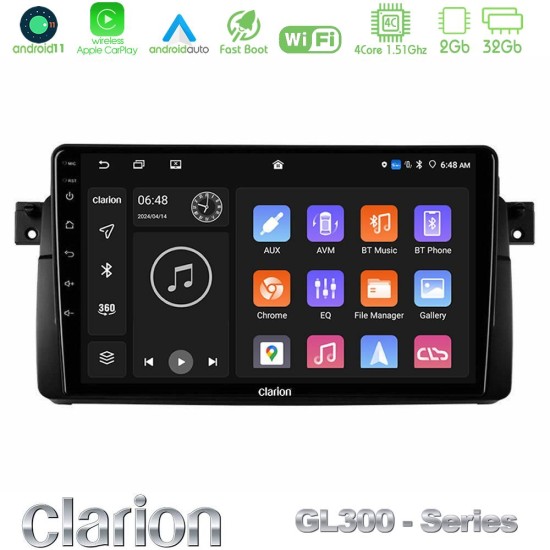 Clarion GL300 Series 4Core Android11 2+32GB BMW E46 Navigation Multimedia Tablet 9" Με Carplay & Android Auto Clarion GL300 Series 4Core Android11 2+32GB BMW E46 Navigation Multimedia Tablet 9" Με Carplay & Android Auto