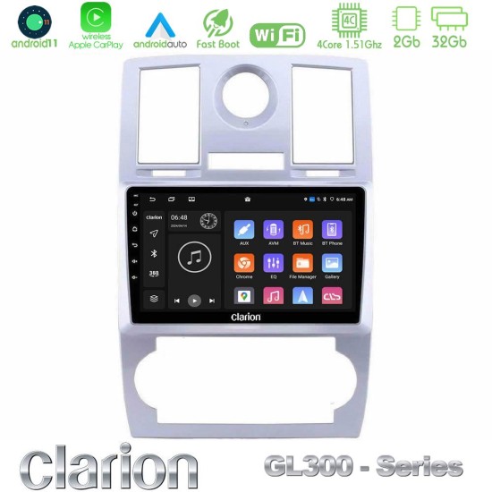 Clarion GL300 Series 4Core Android11 2+32GB Chrysler 300C Navigation Multimedia Tablet 9" Με Carplay & Android Auto