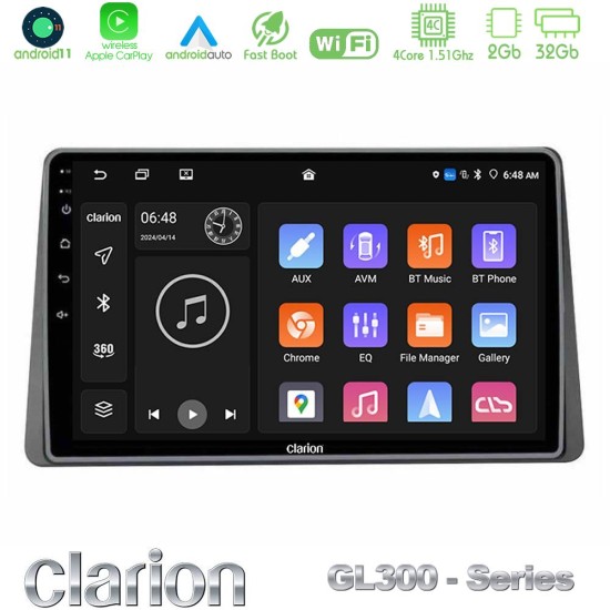 Clarion GL300 Series Dacia Duster 2022-> 4Core Android11 2+32GB Navigation Multimedia Tablet 9" Με Carplay & Android Auto Clarion GL300 Series Dacia Duster 2022-> 4Core Android11 2+32GB Navigation Multimedia Tablet 9" Με Carplay & Android Auto