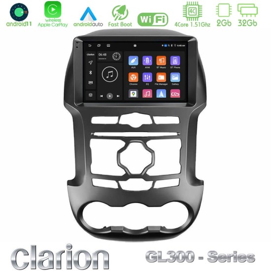 Clarion GL300 Series 4Core Android11 2+32GB Ford Ranger 2012-2016 Navigation Multimedia Tablet 9" Με Carplay & Android Auto Clarion GL300 Series 4Core Android11 2+32GB Ford Ranger 2012-2016 Navigation Multimedia Tablet 9" Με Carplay & Android Auto
