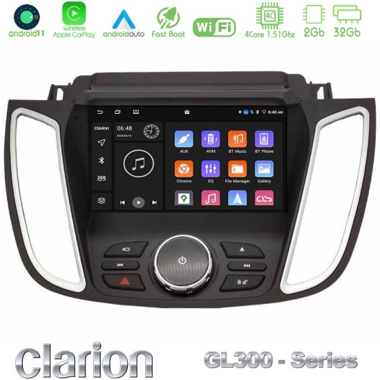 Clarion GL300 Series 4Core Android11 2+32GB Ford Kuga/C-Max 2013-2019 Navigation Multimedia Tablet 9" Με Carplay & Android Auto