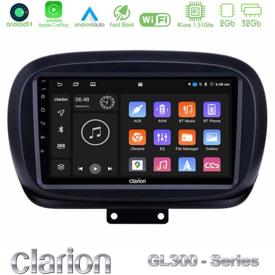 Clarion GL300 Series 4Core Android11 2+32GB Fiat 500X Navigation Multimedia Tablet 9" Με Carplay & Android Auto Clarion GL300 Series 4Core Android11 2+32GB Fiat 500X Navigation Multimedia Tablet 9" Με Carplay & Android Auto