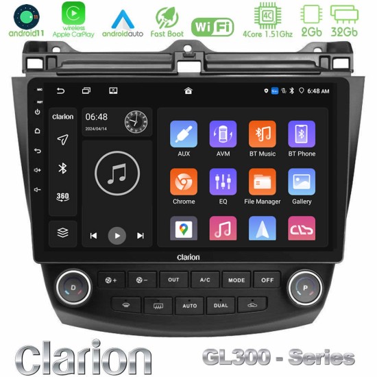 Clarion GL300 Series 4Core Android11 2+32GB Honda Accord 2002-2008 Navigation Multimedia Tablet 10" Με Carplay & Android Auto