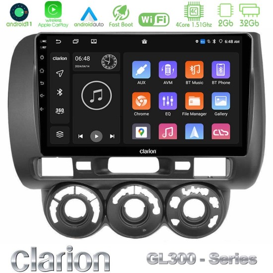 Clarion GL300 Series 4Core Android11 2+32GB Honda Jazz 2002-2008 (Manual A/C) Navigation Multimedia Tablet 9" Με Carplay & Android Auto Clarion GL300 Series 4Core Android11 2+32GB Honda Jazz 2002-2008 (Manual A/C) Navigation Multimedia Tablet 9" Με Carplay & Android Auto