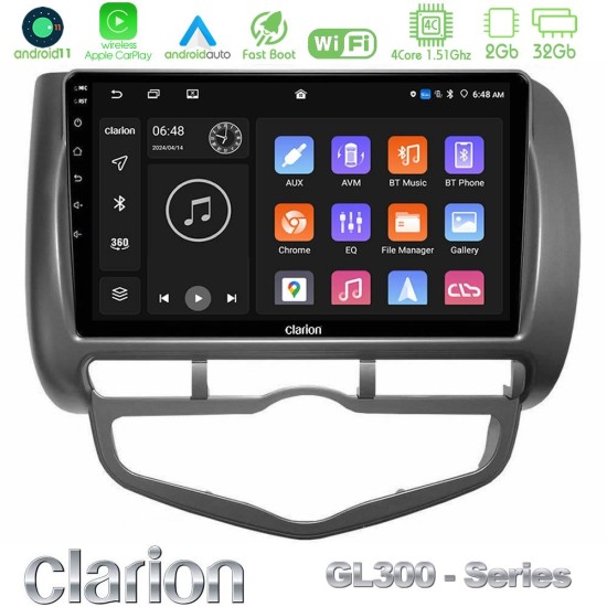 Clarion GL300 Series 4Core Android11 2+32GB Honda Jazz 2002-2008 (Auto A/C) Navigation Multimedia Tablet 9" Με Carplay & Android Auto Clarion GL300 Series 4Core Android11 2+32GB Honda Jazz 2002-2008 (Auto A/C) Navigation Multimedia Tablet 9" Με Carplay & Android Auto