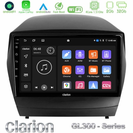 Clarion GL300 Series 4Core Android11 2+32GB Hyundai IX35 Auto A/C Navigation Multimedia Tablet 9" Με Carplay & Android Auto Clarion GL300 Series 4Core Android11 2+32GB Hyundai IX35 Auto A/C Navigation Multimedia Tablet 9" Με Carplay & Android Auto