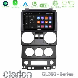 Clarion GL300 Series 4Core Android11 2+32GB Jeep Wrangler 2Door 2008-2010 Navigation Multimedia Tablet 9" Με Carplay & Android Auto Clarion GL300 Series 4Core Android11 2+32GB Jeep Wrangler 2Door 2008-2010 Navigation Multimedia Tablet 9" Με Carplay & Android Auto