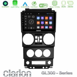 Clarion GL300 Series 4Core Android11 2+32GB Jeep Wrangler 2008-2010 Navigation Multimedia Tablet 9" Με Carplay & Android Auto Clarion GL300 Series 4Core Android11 2+32GB Jeep Wrangler 2008-2010 Navigation Multimedia Tablet 9" Με Carplay & Android Auto