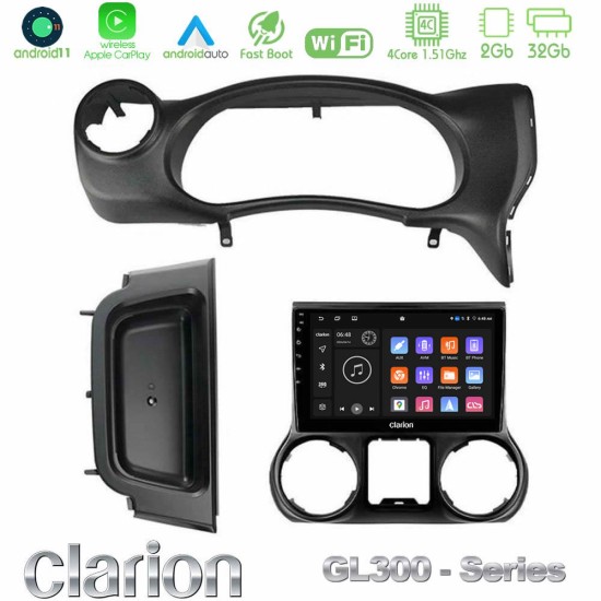 Clarion GL300 Series 4Core Android11 2+32GB Jeep Wrangler 2014-2017 Navigation Multimedia Tablet 10" Με Carplay & Android Auto
