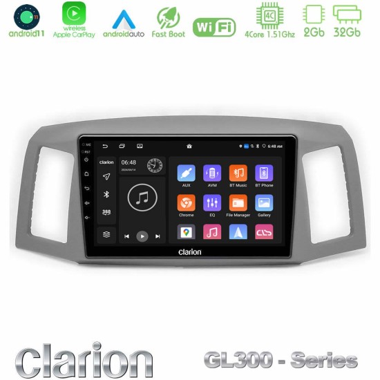 Clarion GL300 Series 4Core Android11 2+32GB Jeep Grand Cherokee 2005-2007 Navigation Multimedia Tablet 10" Με Carplay & Android Auto Clarion GL300 Series 4Core Android11 2+32GB Jeep Grand Cherokee 2005-2007 Navigation Multimedia Tablet 10" Με Carplay & Android Auto