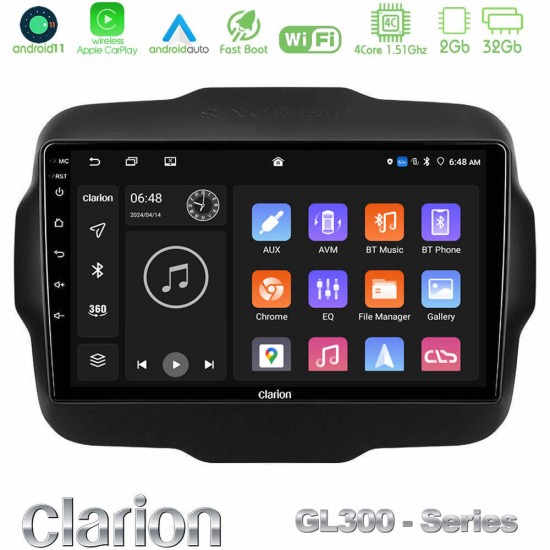 Clarion GL300 Series 4Core Android11 2+32GB Jeep Renegade 2015-2019 Navigation Multimedia Tablet 9" Με Carplay & Android Auto Clarion GL300 Series 4Core Android11 2+32GB Jeep Renegade 2015-2019 Navigation Multimedia Tablet 9" Με Carplay & Android Auto
