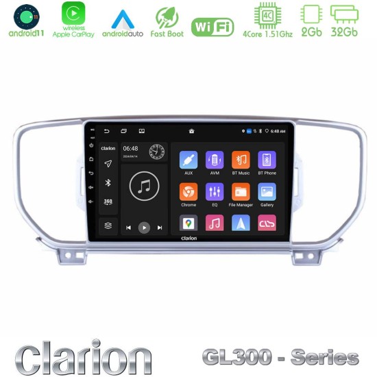 Clarion GL300 Series 4Core Android11 2+32GB Kia Sportage 2016-2018 Navigation Multimedia Tablet 9" Με Carplay & Android Auto Clarion GL300 Series 4Core Android11 2+32GB Kia Sportage 2016-2018 Navigation Multimedia Tablet 9" Με Carplay & Android Auto