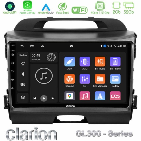 Clarion GL300 Series 4Core Android11 2+32GB Kia Sportage Navigation Multimedia Tablet 9" Με Carplay & Android Auto Clarion GL300 Series 4Core Android11 2+32GB Kia Sportage Navigation Multimedia Tablet 9" Με Carplay & Android Auto