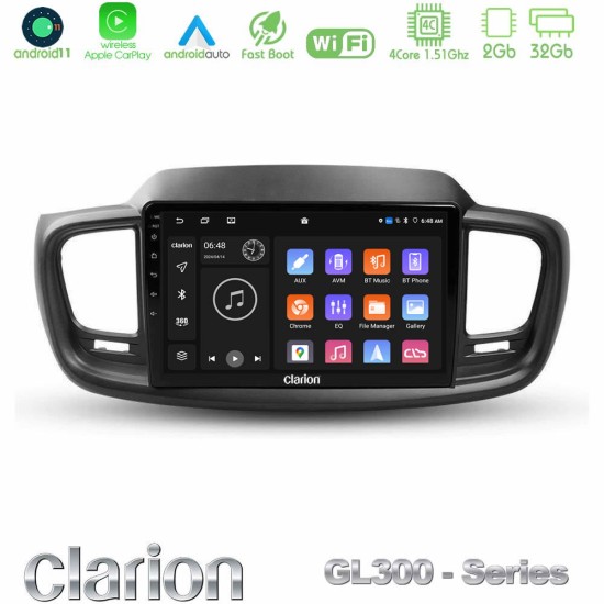 Clarion GL300 Series 4Core Android11 2+32GB Kia Sorento 2018-2021 Navigation Multimedia Tablet 9" Με Carplay & Android Auto Clarion GL300 Series 4Core Android11 2+32GB Kia Sorento 2018-2021 Navigation Multimedia Tablet 9" Με Carplay & Android Auto