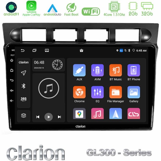 Clarion GL300 Series Kia Picanto 2004-2007 4Core Android11 2+32GB Navigation Multimedia Tablet 9" Με Carplay & Android Auto Clarion GL300 Series Kia Picanto 2004-2007 4Core Android11 2+32GB Navigation Multimedia Tablet 9" Με Carplay & Android Auto