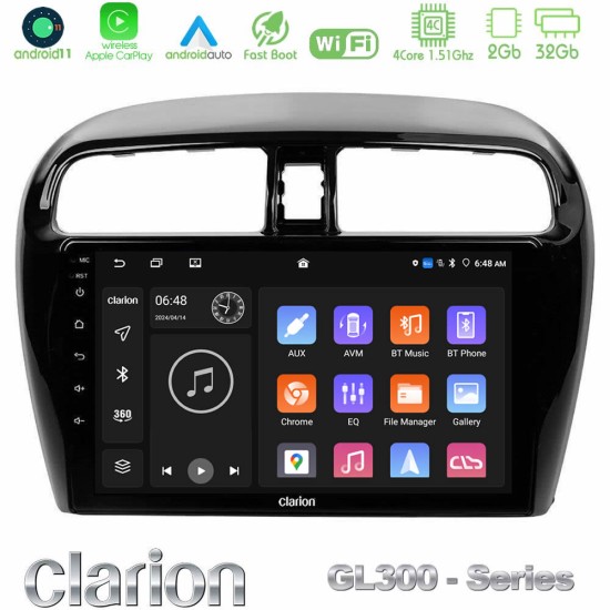 Clarion GL300 Series 4Core Android11 2+32GB Mitsubishi Space Star 2013-2016 Navigation Multimedia Tablet 9" Με Carplay & Android Auto Clarion GL300 Series 4Core Android11 2+32GB Mitsubishi Space Star 2013-2016 Navigation Multimedia Tablet 9" Με Carplay & Android Auto