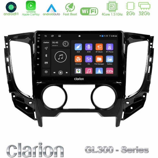 Clarion GL300 Series 4Core Android11 2+32GB Mitsubishi L200 2016-> & Fiat Fullback (Manual A/C) Navigation Multimedia Tablet 9" Με Carplay & Android Auto Clarion GL300 Series 4Core Android11 2+32GB Mitsubishi L200 2016-> & Fiat Fullback (Manual A/C) Navigation Multimedia Tablet 9" Με Carplay & Android Auto