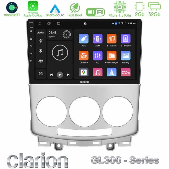 Clarion GL300 Series Mazda 5 2004-2010 4Core Android11 2+32GB Navigation Multimedia Tablet 9" Με Carplay & Android Auto