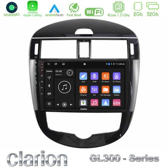Clarion GL300 Series 4Core Android11 2+32GB Nissan Pulsar 2015-2018 Navigation Multimedia Tablet 9" Με Carplay & Android Auto