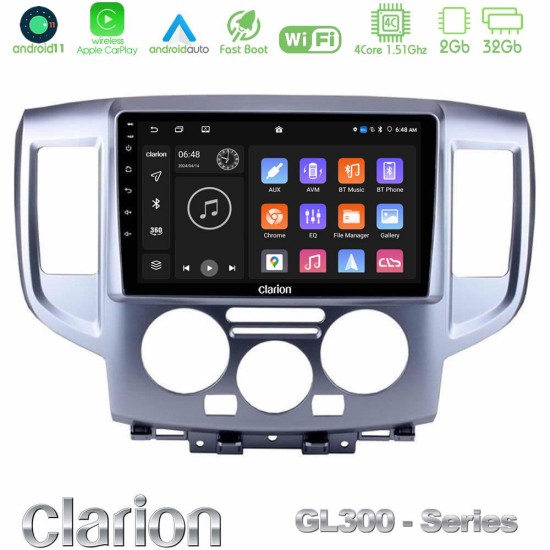 Clarion GL300 Series 4Core Android11 2+32GB Nissan NV200 Navigation Multimedia Tablet 9" Με Carplay & Android Auto Clarion GL300 Series 4Core Android11 2+32GB Nissan NV200 Navigation Multimedia Tablet 9" Με Carplay & Android Auto