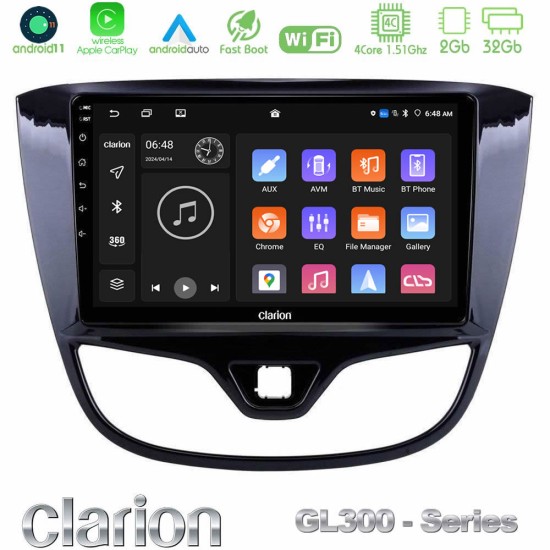 Clarion GL300 Series 4Core Android11 2+32GB Opel Karl 2017-2019 Navigation Multimedia Tablet 9" Με Carplay & Android Auto Clarion GL300 Series 4Core Android11 2+32GB Opel Karl 2017-2019 Navigation Multimedia Tablet 9" Με Carplay & Android Auto