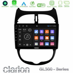 Clarion GL300 Series 4Core Android11 2+32GB Peugeot 206 Navigation Multimedia Tablet 9" Με Carplay & Android Auto Clarion GL300 Series 4Core Android11 2+32GB Peugeot 206 Navigation Multimedia Tablet 9" Με Carplay & Android Auto