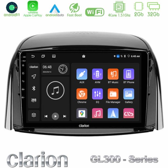Clarion GL300 Series 4Core Android11 2+32GB Renault Koleos 2007-2015 Navigation Multimedia Tablet 9" Με Carplay & Android Auto