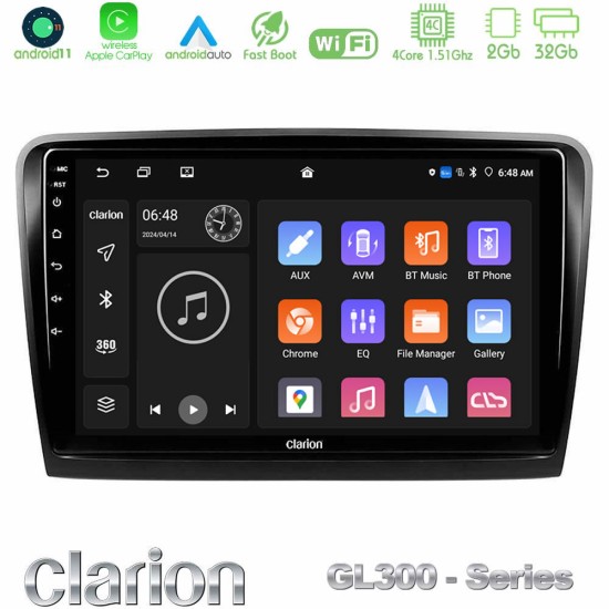 Clarion GL300 Series 4Core Android11 2+32GB Skoda Superb 2008-2015 Navigation Multimedia Tablet 10" Με Carplay & Android Auto