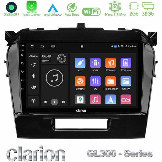 Clarion GL300 Series 4Core Android11 2+32GB Suzuki Vitara 2015-2024 Navigation Multimedia Tablet 9" Με Carplay & Android Auto