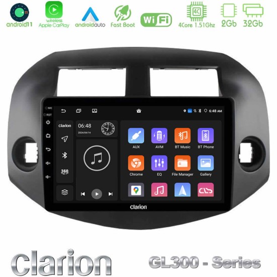 Clarion GL300 Series 4Core Android11 2+32GB Toyota Rav4 2006-2012 Navigation Multimedia Tablet 10" Με Carplay & Android Auto Clarion GL300 Series 4Core Android11 2+32GB Toyota Rav4 2006-2012 Navigation Multimedia Tablet 10" Με Carplay & Android Auto