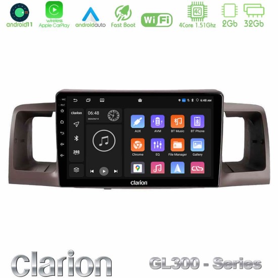 Clarion GL300 Series 4Core Android11 2+32GB Toyota Corolla 2002-2006 Navigation Multimedia Tablet 9" Με Carplay & Android Auto
