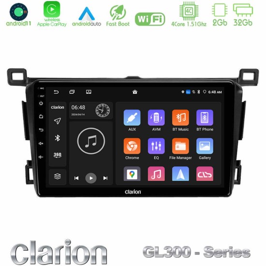 Clarion GL300 Series 4Core Android11 2+32GB Toyota RAV4 2013-2018 Navigation Multimedia Tablet 9" Με Carplay & Android Auto Clarion GL300 Series 4Core Android11 2+32GB Toyota RAV4 2013-2018 Navigation Multimedia Tablet 9" Με Carplay & Android Auto