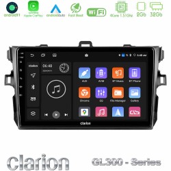 Clarion GL300 Series 4Core Android11 2+32GB Toyota Corolla 2007-2012 Navigation Multimedia Tablet 9" Με Carplay & Android Auto Clarion GL300 Series 4Core Android11 2+32GB Toyota Corolla 2007-2012 Navigation Multimedia Tablet 9" Με Carplay & Android Auto