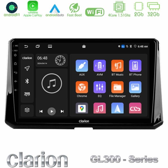 Clarion GL300 Series 4Core Android11 2+32GB Toyota Corolla 2019-2022 Navigation Multimedia Tablet 10" Με Carplay & Android Auto
