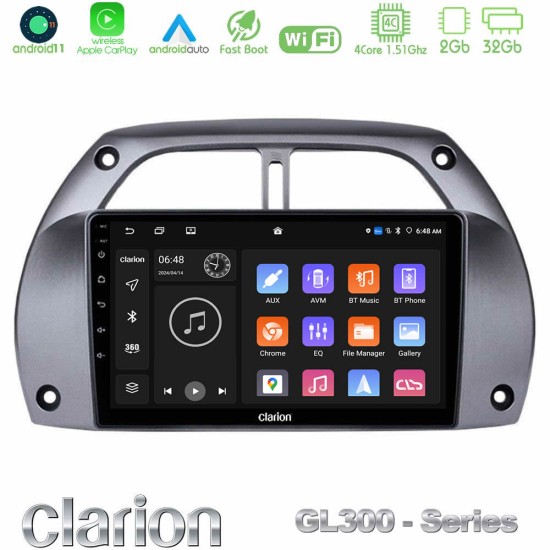 Clarion GL300 Series 4Core Android11 2+32GB Toyota RAV4 2001 - 2006 Navigation Multimedia Tablet 9" Με Carplay & Android Auto