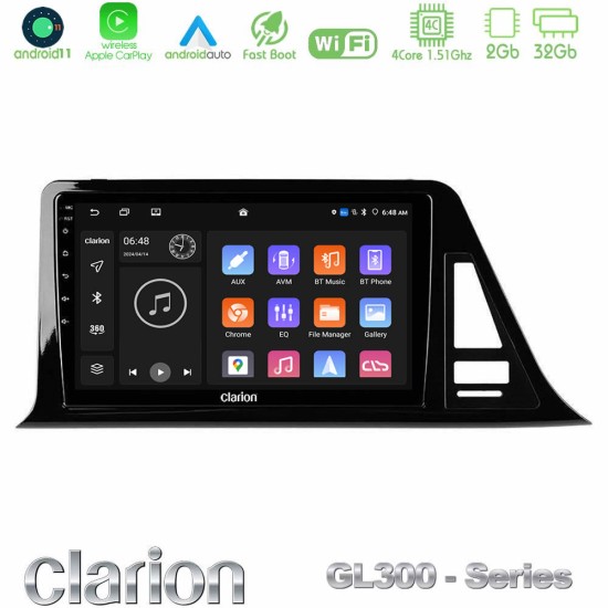 Clarion GL300 Series 4Core Android11 2+32GB Toyota CH-R (Χωρίς Εργ.Οθόνη) Navigation Multimedia Tablet 9" Με Carplay & Android Auto