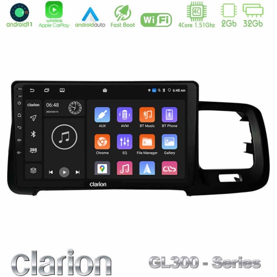 Clarion GL300 Series 4Core Android11 2+32GB Volvo S60 2010-2018 Navigation Multimedia Tablet 9" Με Carplay & Android Auto Clarion GL300 Series 4Core Android11 2+32GB Volvo S60 2010-2018 Navigation Multimedia Tablet 9" Με Carplay & Android Auto
