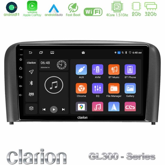 Clarion GL300 Series 4Core Android11 2+32GB Volvo S80 1998-2006 Navigation Multimedia Tablet 9" Με Carplay & Android Auto Clarion GL300 Series 4Core Android11 2+32GB Volvo S80 1998-2006 Navigation Multimedia Tablet 9" Με Carplay & Android Auto